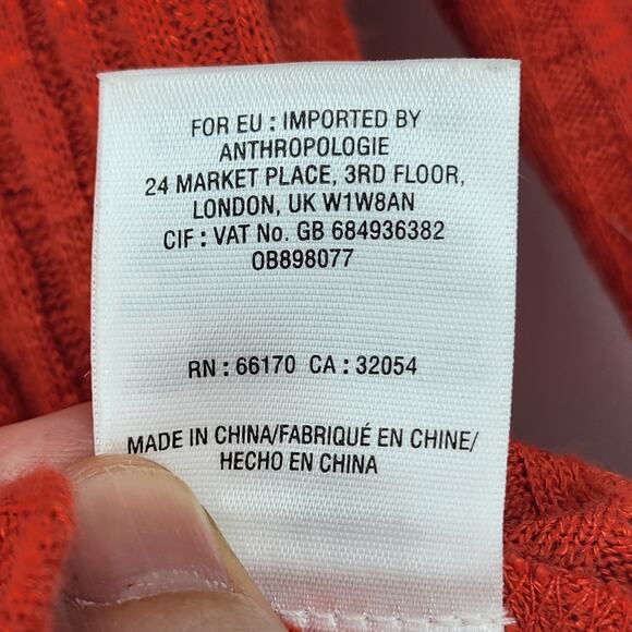 Anthropologie Maeve Red Addie Ruffled Hacci Long Sleeve Pullover Top Size Small - Picture 4 of 6